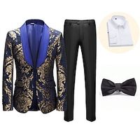 Retro Vintage 1980s Tuxedo Suits  Blazers Lapel Collar Blazer Men's Cosplay Costume Masquerade Halloween Party  Evening Club Coat Lightinthebox - thumbnail