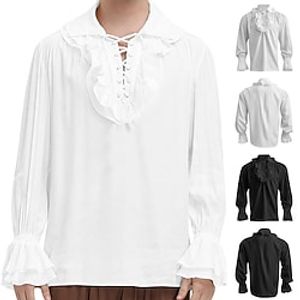 Pirate Retro Vintage Medieval Steampunk 17th Century Blouse / Shirt Cosplay Costume Masquerade Men's Flounced Costume Vintage Cosplay Event / Party Long Sleeve Shirt Halloween miniinthebox