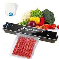 Automatic Vacuum Sealer Machine - Keep Food Fresh For Longer With 10 Free Bags LED Indicator Lights  Air Sealing System miniinthebox - thumbnail