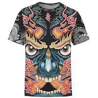 Men's Unisex T shirt Tee 3D Print Tribal Graphic Prints Crew Neck Street Daily Print Short Sleeve Tops Casual Comfortable Big and Tall Sports Light Pink / Summer miniinthebox - thumbnail