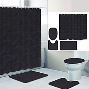 Plain Color Series 10 Digital Printing Four-piece Set Shower Curtains and Hooks Modern Polyester Machine Made Waterproof Bathroom Lightinthebox