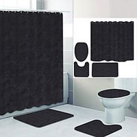 Plain Color Series 10 Digital Printing Four-piece Set Shower Curtains and Hooks Modern Polyester Machine Made Waterproof Bathroom Lightinthebox - thumbnail