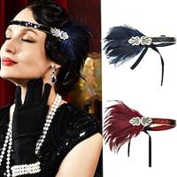 Head Jewelry Flapper Headband Headwear Retro Vintage Roaring 20s 1920s Feather For The Great Gatsby Flapper Girl Cosplay Halloween Carnival Women's Costume Jewelry Fashion Jewelry Lightinthebox