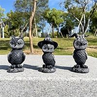 1pc Magic Owl Mysterious Statue Cute Black Witches Owl Figurine Home Decor Desk Resin Ornament for Halloween Sculpture miniinthebox