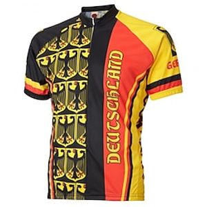 21Grams Men's Cycling Jersey Short Sleeve Bike Top with 3 Rear Pockets Mountain Bike MTB Road Bike Cycling Breathable Quick Dry Moisture Wicking Reflective Strips Black Red Flamingo Germany Polyester Lightinthebox