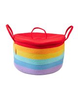 Homesmiths Rainbow Cotton Rope Basket With Lid Dia50 x H35cm By Homesmiths