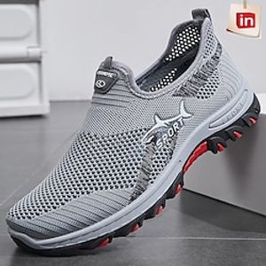 Men's Sneakers Casual Shoes Sporty Look Flyknit Shoes Sporty Vintage Casual Outdoor Daily Running Shoes Hiking Shoes Fitness  Cross Training Shoes Tissage Volant Breathable Black Grey Summer Spring miniinthebox