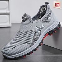 Men's Sneakers Casual Shoes Sporty Look Flyknit Shoes Sporty Vintage Casual Outdoor Daily Running Shoes Hiking Shoes Fitness  Cross Training Shoes Tissage Volant Breathable Black Grey Summer Spring miniinthebox - thumbnail