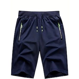 Men's Sweat Shorts Shorts Summer Shorts Beach Shorts Drawstring Elastic Waist Straight Leg Plain Comfort Breathable Short Casual Daily Holiday Cotton Blend Sports Fashion ArmyGreen Black Lightinthebox
