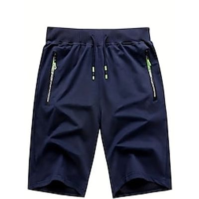 Men's Sweat Shorts Shorts Summer Shorts Beach Shorts Drawstring Elastic Waist Straight Leg Plain Comfort Breathable Short Casual Daily Holiday Cotton Blend Sports Fashion ArmyGreen Black Lightinthebox