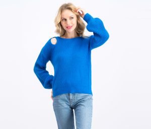 Balloon-Sleeve Cutout Sweater  Beacon Blue