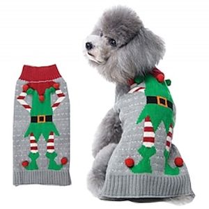 Dog Christmas Outfit ugly Sweater Bone Stripe High Neck Christmas Snowflake Autumn And Winter Warm Cute Comfortable Individually Unique Lightinthebox