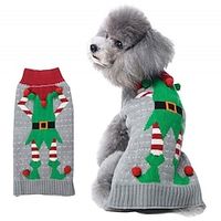 Dog Christmas Outfit ugly Sweater Bone Stripe High Neck Christmas Snowflake Autumn And Winter Warm Cute Comfortable Individually Unique Lightinthebox - thumbnail