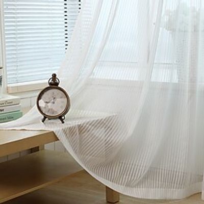 White Sheer Curtains Embroidered Window Curtain Farmhouse For Living, 1 Panel Vintage Sliding Door Curtain Drapes Lightinthebox