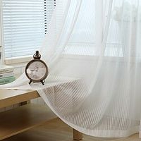 White Sheer Curtains Embroidered Window Curtain Farmhouse For Living, 1 Panel Vintage Sliding Door Curtain Drapes Lightinthebox - thumbnail