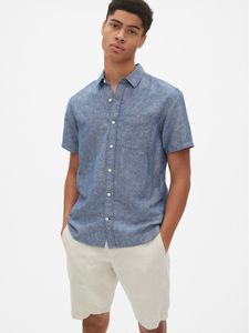 Linen-Cotton Short Sleeve Shirt