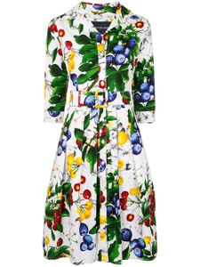 Samantha Sung fruit-print belted dress - White