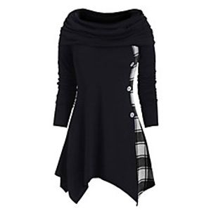 Women's Tunic Striped Long Sleeve Patchwork Asymmetric Print Cowl Neck Tops Black Blue Red miniinthebox