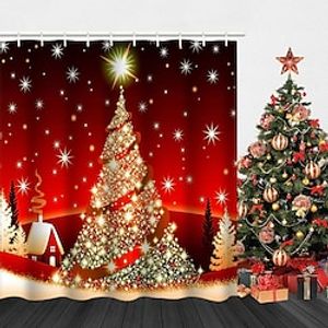 Christmas Shower Curtain Decorating The Christmas Tree Print Modern Polyester Processing Waterproof Bathroom Shower Curtain Hook Lightinthebox