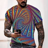 Men's T shirt Tee Tee 3D Print Graphic Round Neck Casual Daily 3D Print Short Sleeve Tops Designer Fashion Cool Comfortable Rainbow  Summer Lightinthebox - thumbnail