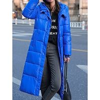 Women's Parka Long Puffer Jacket Winter Coat Zip up Hooded Coat Thermal Warm Heated Coat Fall Outerwear with Pockets Classic Long Sleeve Black Red Blue M L XL 2XL 3XL Lightinthebox - thumbnail