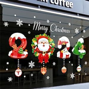 2024 Christmas Window Stickers Wall Stickers Waterproof Removable Double Sided Pattern Self Clings Decorations Christmas Decoration Shopping Mall Glass Window Decoration Stickers Electrostatic Sticker miniinthebox