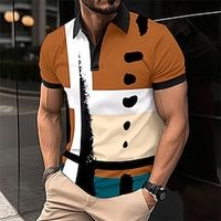 Men's Polo Shirt Golf Shirt Work Casual Lapel Short Sleeve Basic Modern Color Block Button Spring  Summer Regular Fit White Blue Brown Polo Shirt Lightinthebox