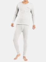 Plus Size Casual Cotton Soft Thicken O Neck Solid Color Thermal Pajama Sets for Men