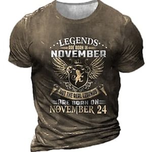 Men's Unisex T shirt Tee 3D Print Graphic Prints Letter Crew Neck Street Daily Print Short Sleeve Tops Designer Casual Vintage Big and Tall Black Army Green Brown / Summer / Summer miniinthebox
