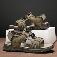 Men's Sandals Retro Walking Casual Daily Leather Comfortable Booties / Ankle Boots Loafer Black Khaki Gray Spring Fall Lightinthebox