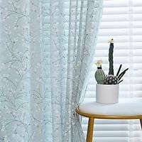 Sheer Curtains Window Curtains Elegant Emboidery Flowers Window Voile Panels Drapes Treatment for Bedroom Living Room Lightinthebox - thumbnail
