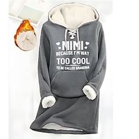 Women's Hoodie Sweatshirt Pullover Sherpa Fleece Lined Letter Warm Fuzzy Drawstring Front Pocket Print Black Pink Dark Pink Casual Sports Hoodie Long Sleeve Top Micro-elastic Fall  Winter Lightinthebox - thumbnail