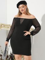 YOINS BASICS Plus Size Off The Shoulder Backless Design Long Sleeves Mini Dress - thumbnail