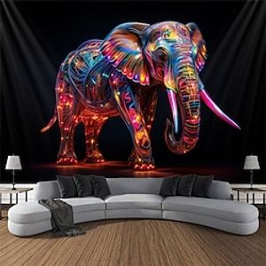 Elephant Animal Blacklight Tapestry UV Reactive Glow in the Dark Trippy Psychedelic Misty Nature Landscape Hanging Tapestry Wall Art Mural for Living Room Bedroom Lightinthebox