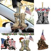 1pc, American Flag Combat Boots Acrylic Decoration Car Interior Hanging Ornaments Christmas Tree Ornaments Gifts For Relatives Friends Necklace, Scene/Room/Home /Holiday Party/Christmas Decor miniinthebox - thumbnail