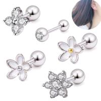 5pcs new stainless steel piercing jewelry flower earrings small ear bone nails earrings
