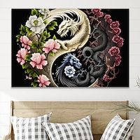 Animals Wall Art Canvas Yin and Yang Two Dragons Prints and Posters Abstract Pictures Decorative Fabric Painting For Living Room Pictures No Frame miniinthebox