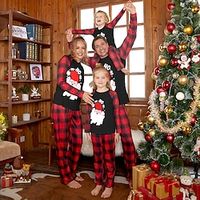 Family Christmas Pajamas Animal School Print Black Light Grey Long Sleeve Mommy And Me Outfits Active Matching Outfits Lightinthebox - thumbnail