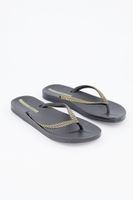 Womens Textured Slingback Flip Flop Black/Gold Womens Textured Slingback Flip Flop Black/Gold