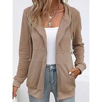 Women's Hoodied Jacket Fall Sports Coat with Pocket Drawstring Zipper Jacket Fashion Loose Fit Outerwear Long Sleeve Fall khaki S Lightinthebox - thumbnail