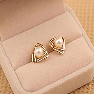 Women's Pearl Stud Earrings Geometrical Ladies Pearl Imitation Pearl Earrings Jewelry Gold / White For Wedding Masquerade Engagement Party Prom Promise miniinthebox