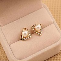Women's Pearl Stud Earrings Geometrical Ladies Pearl Imitation Pearl Earrings Jewelry Gold / White For Wedding Masquerade Engagement Party Prom Promise miniinthebox - thumbnail