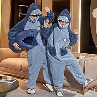 Adults' Kigurumi Pajamas Nightwear Camouflage Shark Animal More Costumes Animal Onesie Pajamas One Piece polyester fibre Cosplay For Men's Women's Masquerade Animal Sleepwear Cartoon miniinthebox