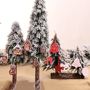 Christmas Decorations Creative Christmas Tree Five-Pointed Star Colorful Wooden Hanging Box Christmas Snowflake Wooden Pendant. miniinthebox
