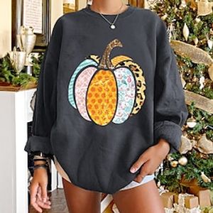 Women's Sweatshirt Print Halloween Casual Daily Casual Streetwear Hoodies Sweatshirts  Black Orange Dark Gray miniinthebox