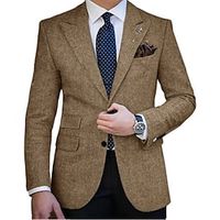 Men's Retro Vintage Tweed Blazer Herringbone Blazer Regular Plus Size Single Breasted Two-buttons Black Champagne Red Royal Blue 2023 Lightinthebox - thumbnail
