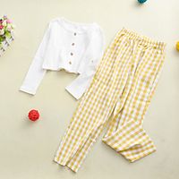 Kids Girls' Clothing Set Long Sleeve White Plaid Print Daily Wear Active Regular 2-12 Years Lightinthebox - thumbnail