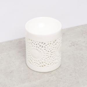 Cylindrical Oil Burner with Ornate Pattern - 11 cms