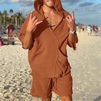 Men's T-shirt Suits Tracksuit Tennis Shirt Shorts and T Shirt Set Plain Hooded Daily Wear Vacation Long Sleeve 2 Piece Clothing Apparel Fashion Sport Casual miniinthebox