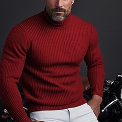Men's Pullover Sweater Jumper Knitwear Ribbed Knit Regular Basic Plain Turtleneck Keep Warm Modern Contemporary Daily Wear Going out Clothing Apparel Fall Winter Black Wine M L XL Lightinthebox Men's Pullover Sweater Jumper Knitwear Ribbed Knit Regular Basic Plain Turtleneck Keep Warm Modern Contemporary Daily Wear Going out Clothing Apparel Fall Winter Black Wine M L XL Lightinthebox